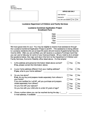 Louisiana Combined Application Project Enrollment Form