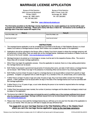 Alaska Marriage License Application