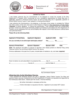 Ohio Limited Tax Waiver