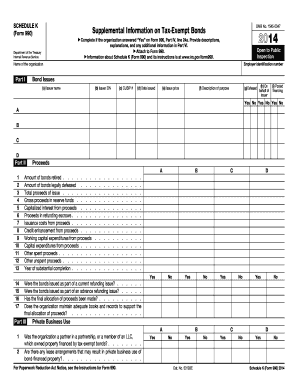 Schedule K Form 990 Supplemental Information on Tax-Exempt Bonds