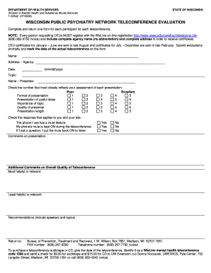 Wisconsin Public Psychiatry Network Teleconference Evaluation