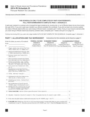 2014 Rhode Island Part-Year Resident Tax Calculation