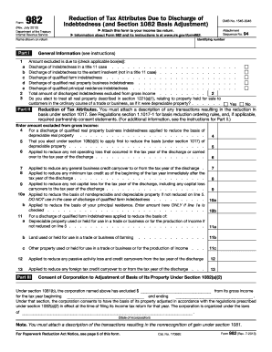 Form 982 Discharge of Indebtedness