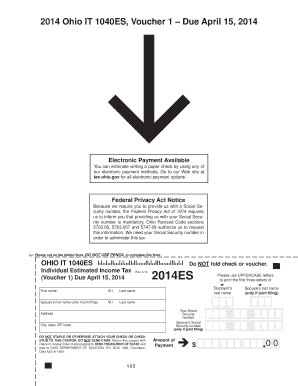 Ohio IT 1040ES Estimated Income Tax Voucher