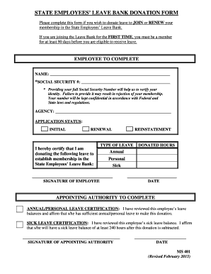 State Employees Leave Bank Donation Form