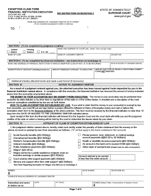 Connecticut Exemption Claim Form