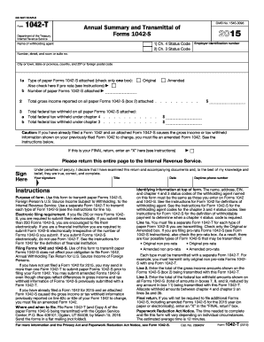 2014 Form 1042-T. Annual Summary and Transmittal of Forms 1042-S - irs