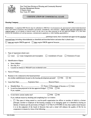 New York Commercial Lease Certification Form