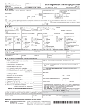 Wisconsin Boat Registration and Titling Application
