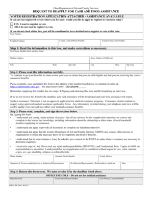 Ohio Cash and Food Assistance Reapplication Form