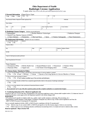 Ohio Radiologic License Application