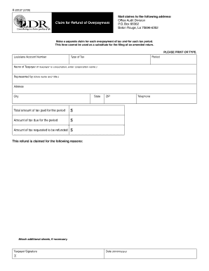 Louisiana Claim for Refund of Overpayment
