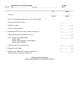 Utah Retirement Tax Credit Schedule TC-40C
