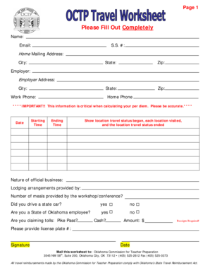 Oklahoma Travel Expense Reimbursement Form