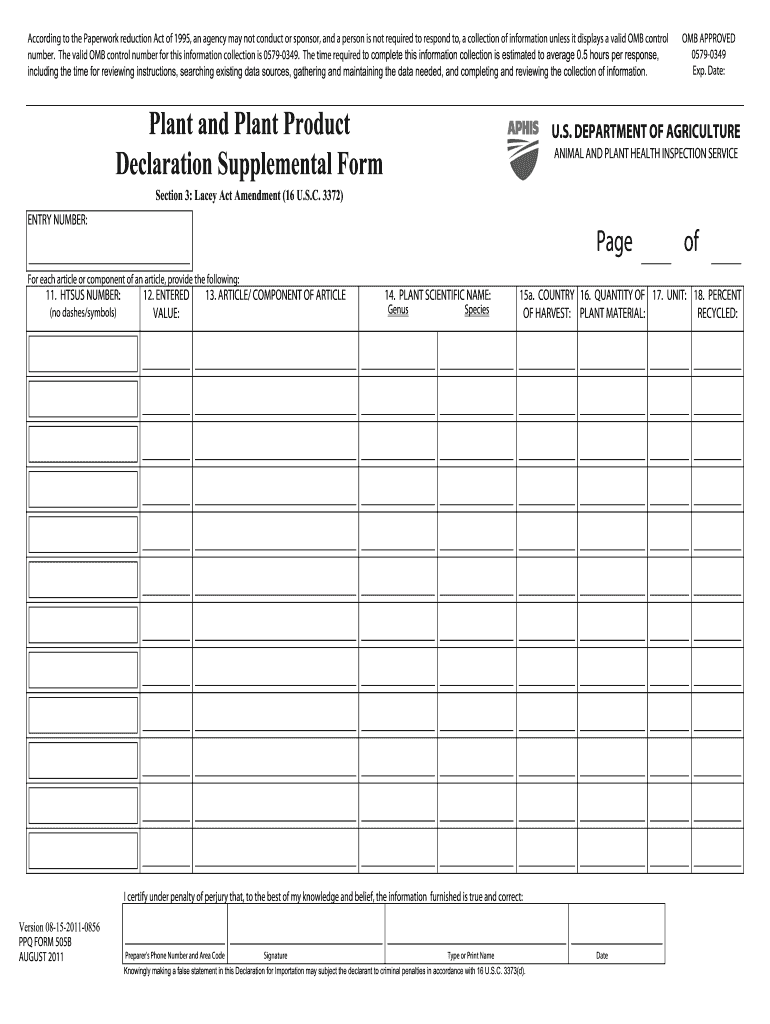 plant and plant product declaration form Preview on Page 1