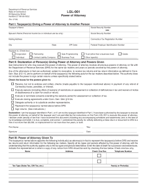 Connecticut Power of Attorney Form LGL-001
