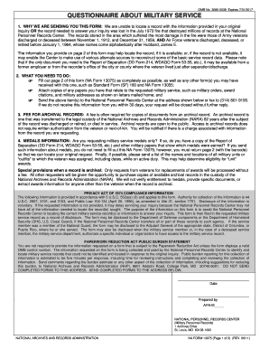 Questionnaire About Military Service