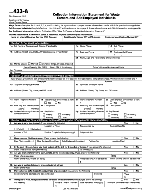 IRS Form 433-A Collection Information Statement