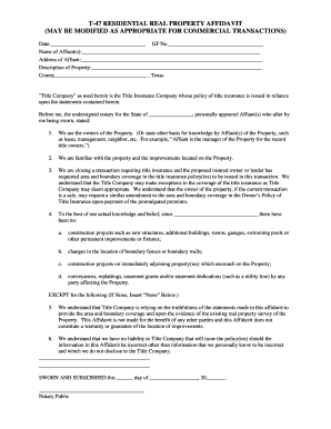 Residential Real Property Affidavit