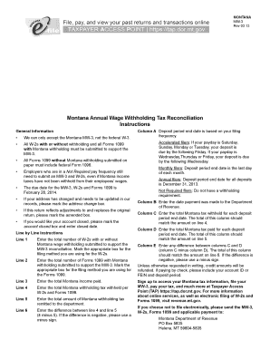 Montana Annual Wage Withholding Tax Reconciliation