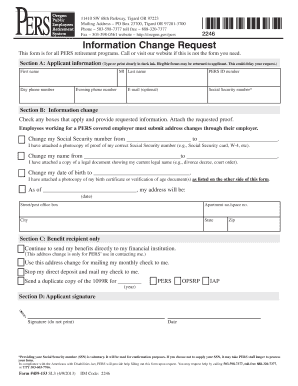 Oregon PERS Information Change Request Form