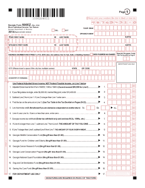 Georgia Form 500EZ Short Individual Income Tax Return
