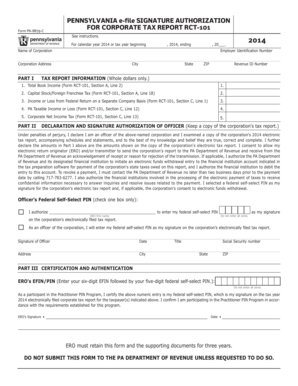 Pennsylvania Corporate Tax Report Signature Authorization