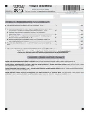 Schedule 2 Itemized Deductions Form 1040ME