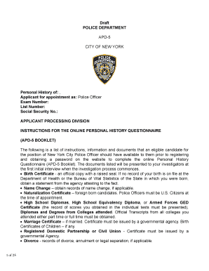New York City Police Officer Application Form