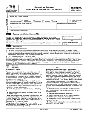 Form W-9 Request for Taxpayer Identification Number and Certification