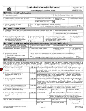 Federal Employees Retirement System Immediate Retirement Application