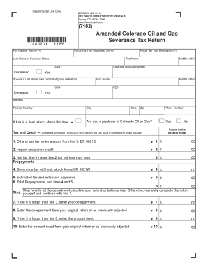 Amended Colorado Oil and Gas Severance Tax Return