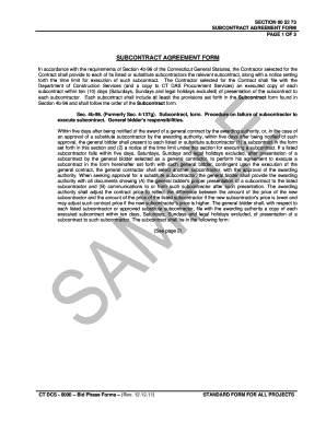 Connecticut Subcontract Agreement Form