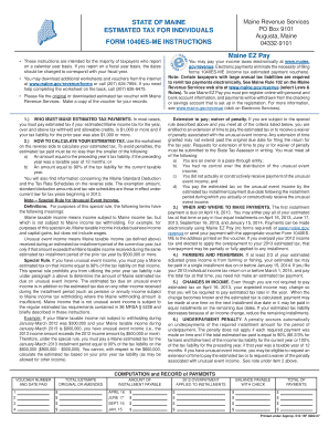 Maine Estimated Tax Form 1040ES-ME