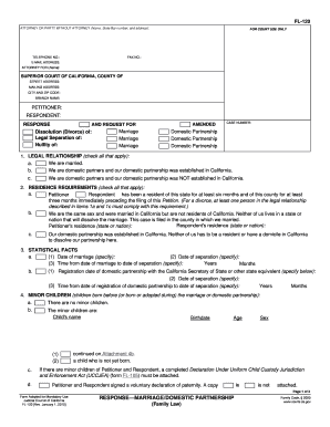 Response to Divorce or Domestic Partnership Dissolution