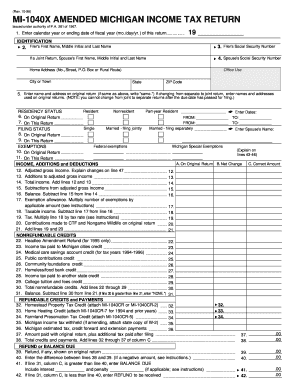 Michigan Amended Income Tax Return