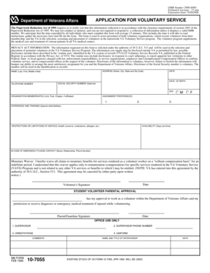 VA Form 10-7055 Application for Voluntary Service