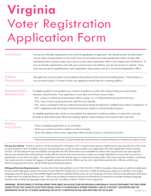 Virginia Voter Registration Application Form