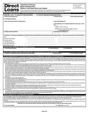 Federal Direct PLUS Loan Master Promissory Note
