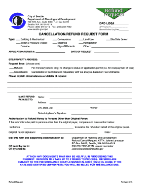 Seattle Cancellation/Refund Request Form