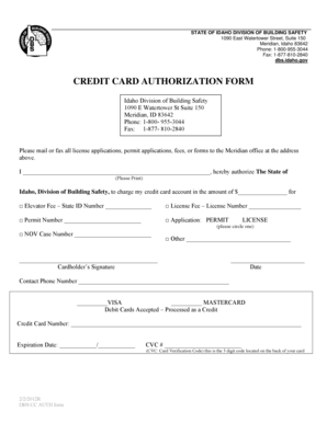 Idaho Credit Card Authorization Form