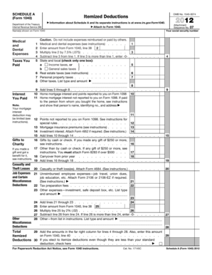 Schedule A Form 1040 Itemized Deductions