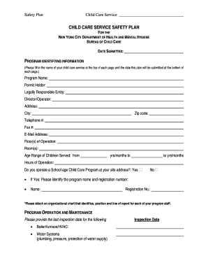 Child Care Service Safety Plan