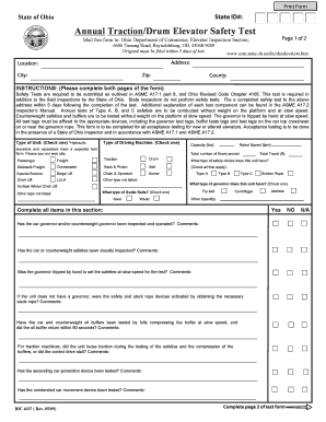 Ohio Annual Traction/Drum Elevator Safety Test
