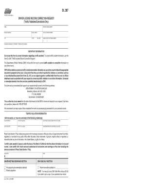 California Driver License Record Correction Request