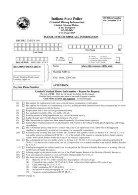 Indiana State Police Limited Criminal History Request Form