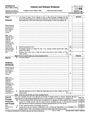 Schedule B Form 1040A or 1040