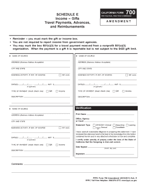 California Form 700 Schedule E Amendment