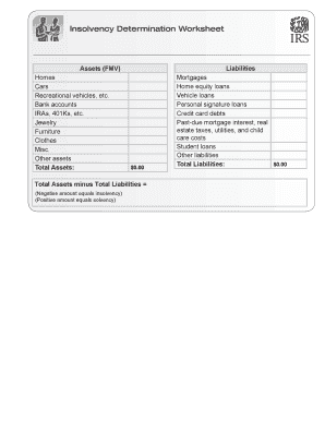 Insolvency Determination Worksheet