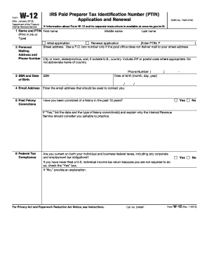 IRS Form W-12 Application and Renewal